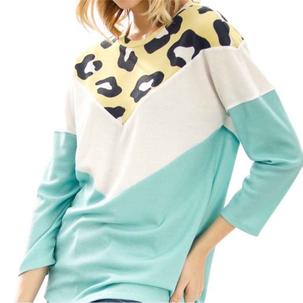 Leopard Colorblock Lightweight Long Sleeve Tee - My Story
